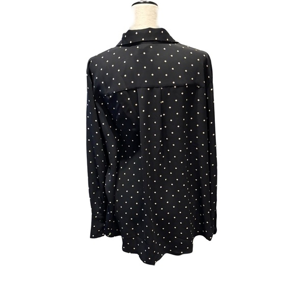 H&M Black Polka Dot Women's Button Front Top size XL - Picture 2 of 5
